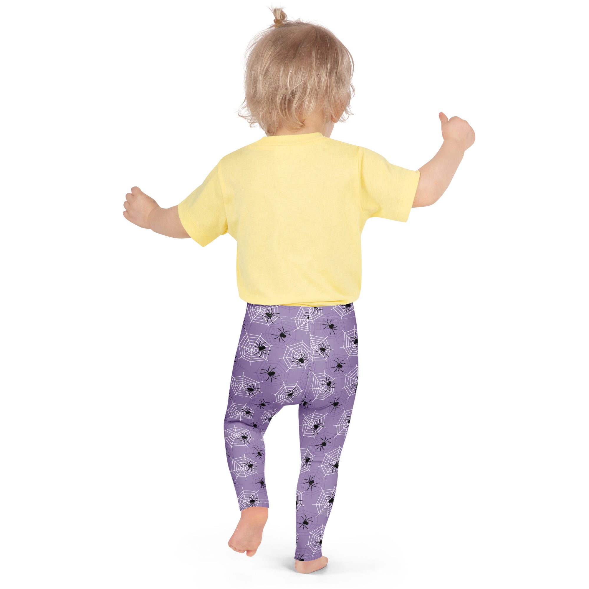 Girls Dark Purple Spider Web Halloween Leggings - Warm, Buttery Soft & Stretchy