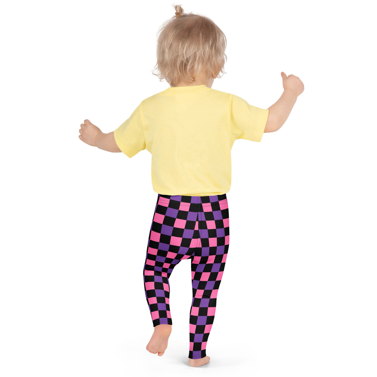 Girls Pink & Purple Checkerboard Halloween Leggings - Warm, Buttery Soft & Stretchy