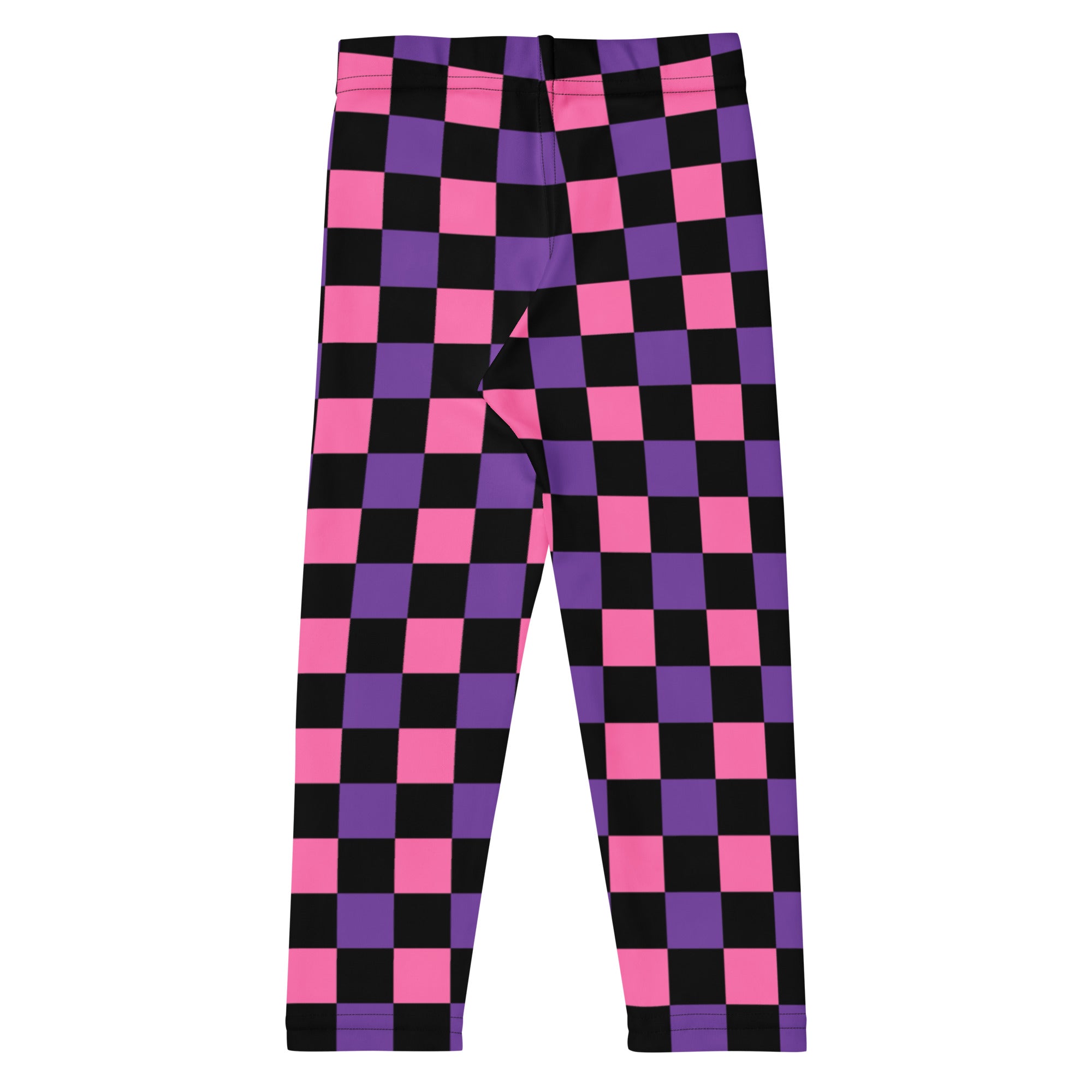 Girls Pink & Purple Checkerboard Halloween Leggings - Warm, Buttery Soft & Stretchy
