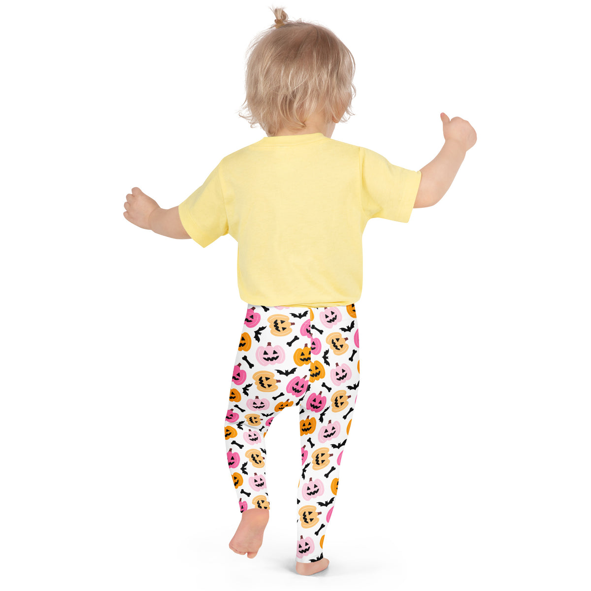 Girls Pink & Orange Pumpkin Leggings - Warm, Buttery Soft & Stretchy