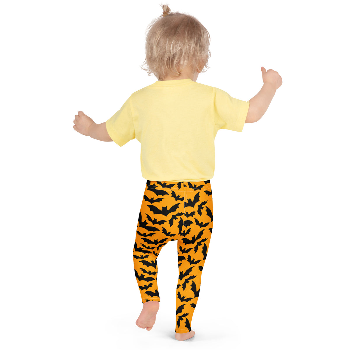 Girls Orange Bat Leggings - Warm, Buttery Soft & Stretchy