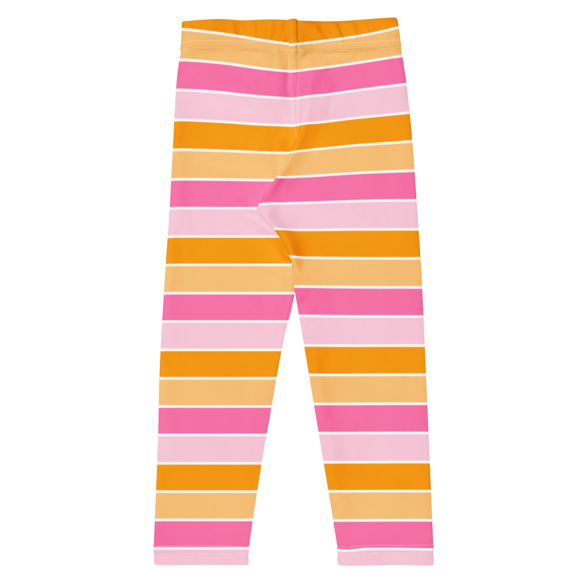 Girls Pink & Orange Striped Candy Corn Leggings - Warm, Buttery Soft & Stretchy