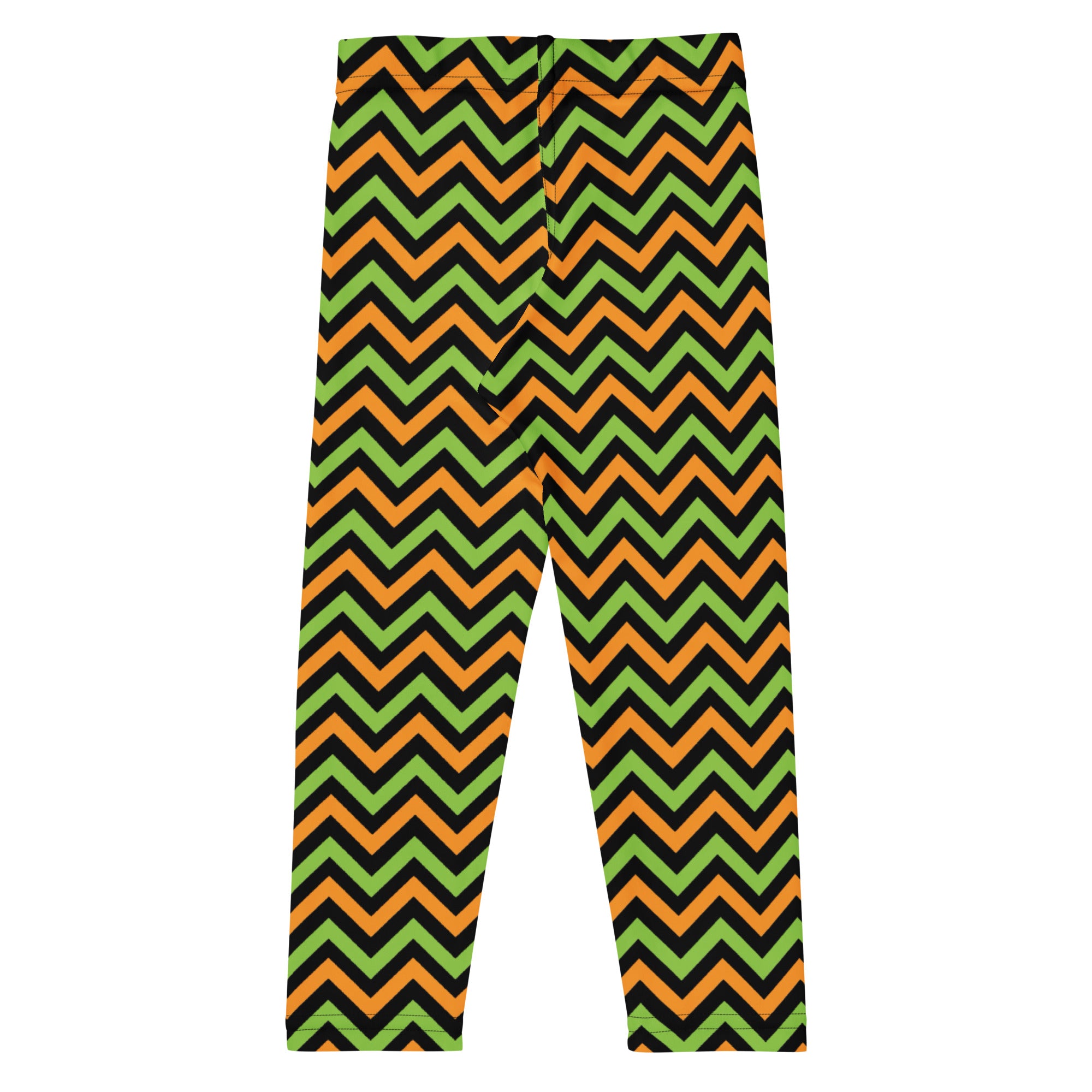 Girls Orange & Green Halloween Chevron Leggings - Warm, Buttery Soft & Stretchy
