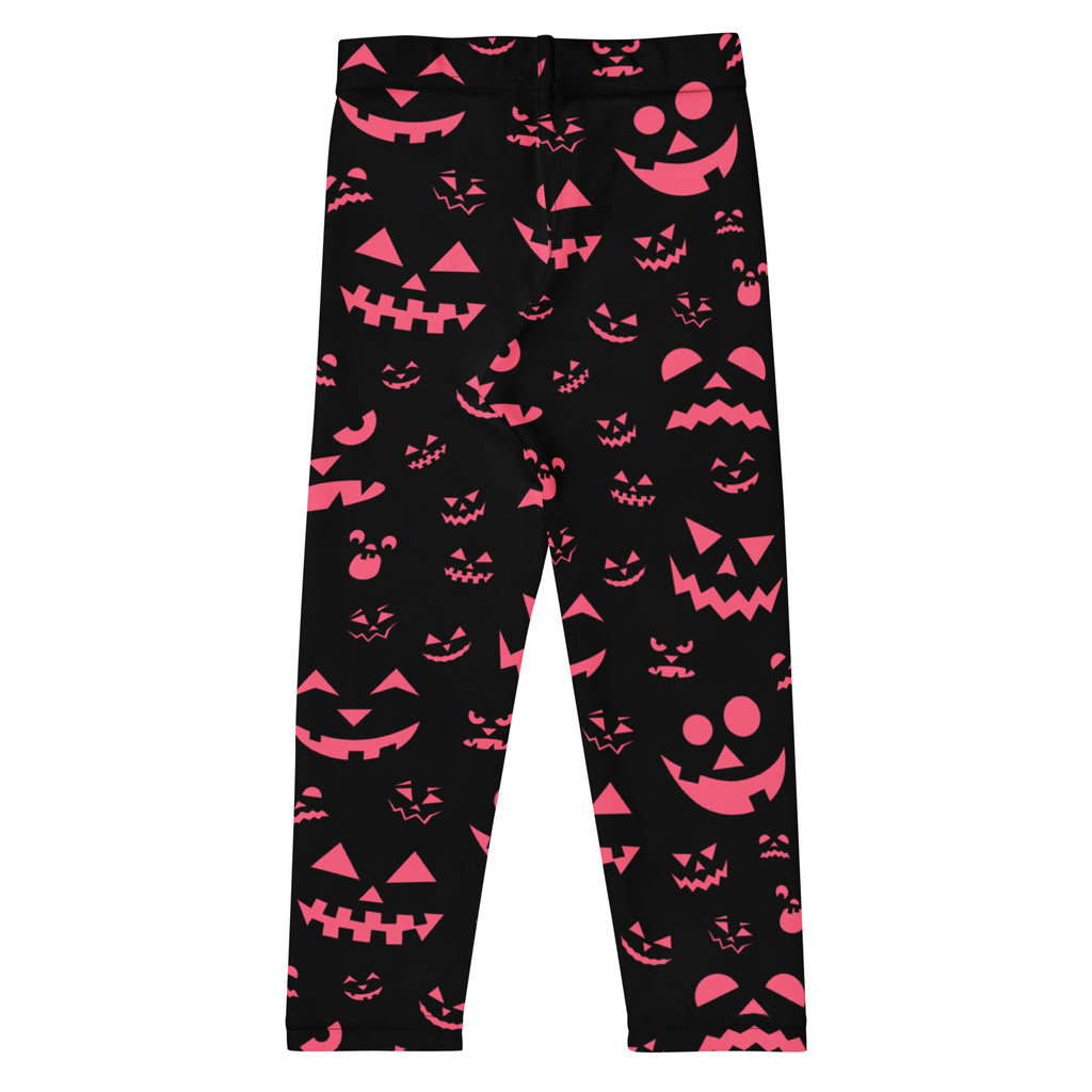 Girls Pink Jack-O’-Lantern Halloween Leggings - Warm, Buttery Soft & Stretchy