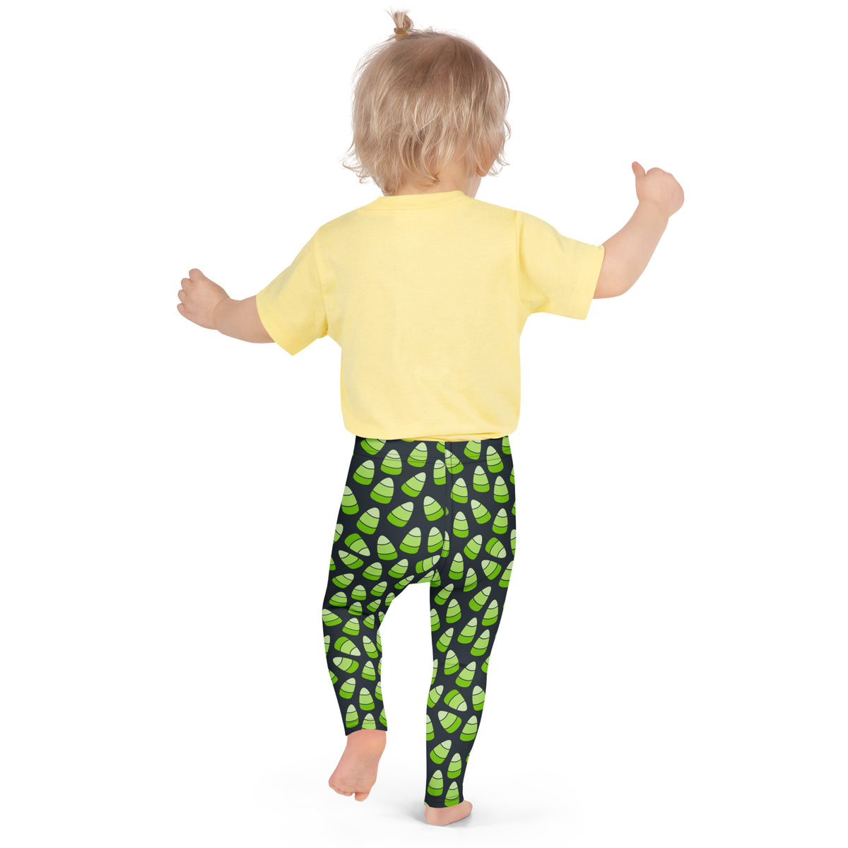 Girls Green Candy Corn Leggings - Warm, Buttery Soft & Stretchy