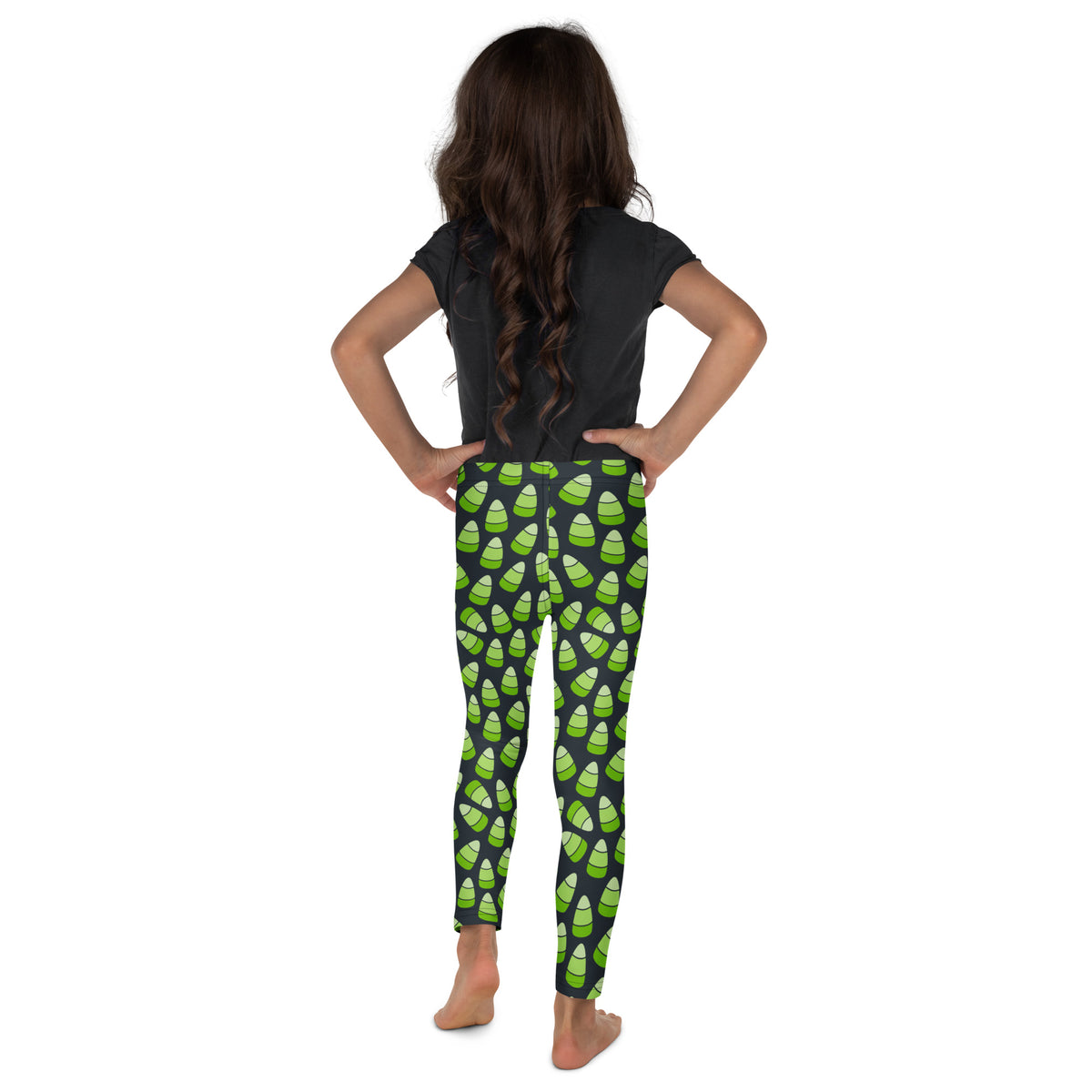 Girls Green Candy Corn Leggings - Warm, Buttery Soft & Stretchy