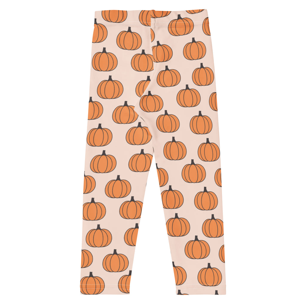 Girls Orange Pumpkin Patch Autumn Leggings - Warm, Buttery Soft & Stretchy
