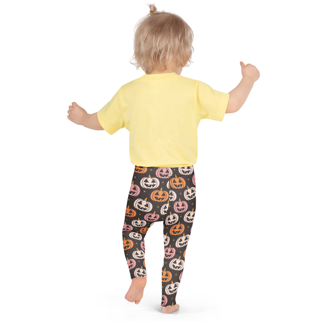 Girls Jack O' Lantern Pumpkin Patch Leggings - Warm, Buttery Soft & Stretchy