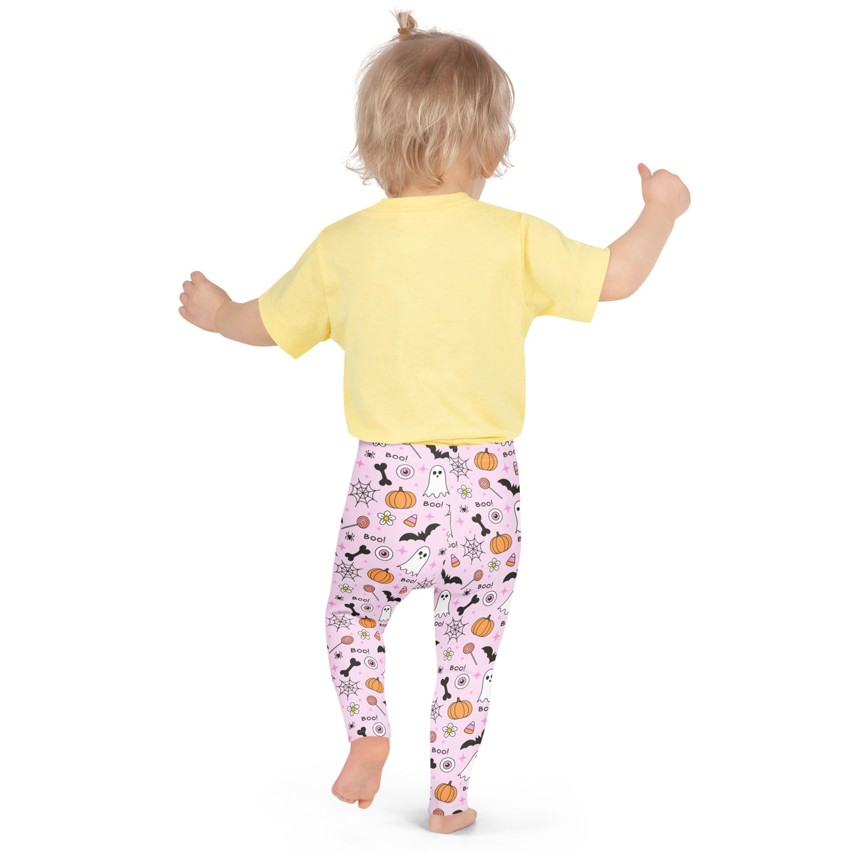 Girls Pink Halloween Themed Leggings - Warm, Buttery Soft & Stretchy