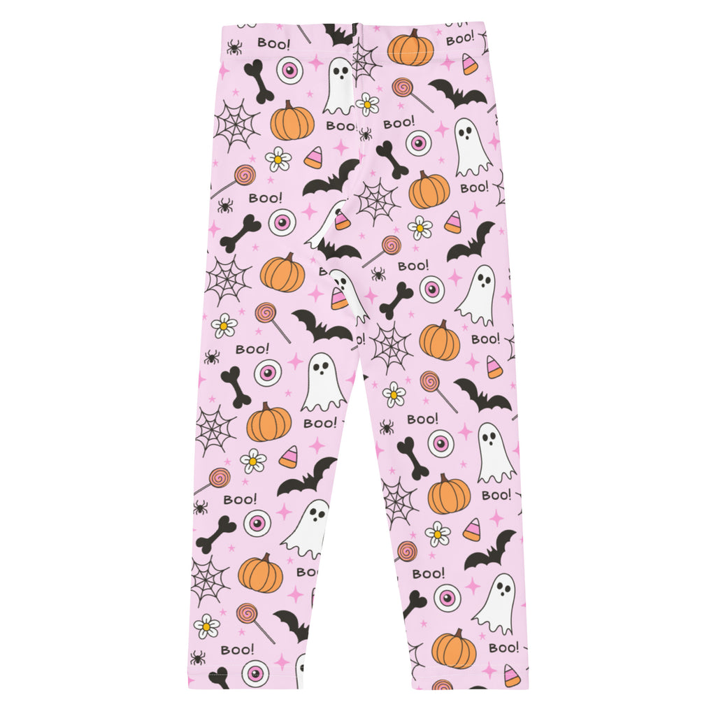 Girls Pink Halloween Themed Leggings - Warm, Buttery Soft & Stretchy