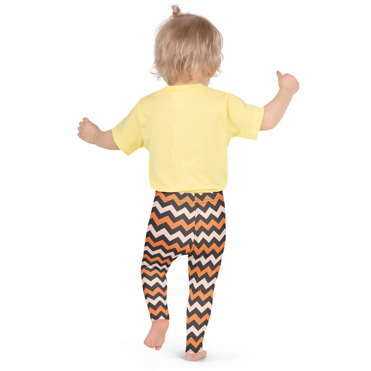 Girls Orange Cream Chevron Leggings - Warm, Buttery Soft & Stretchy