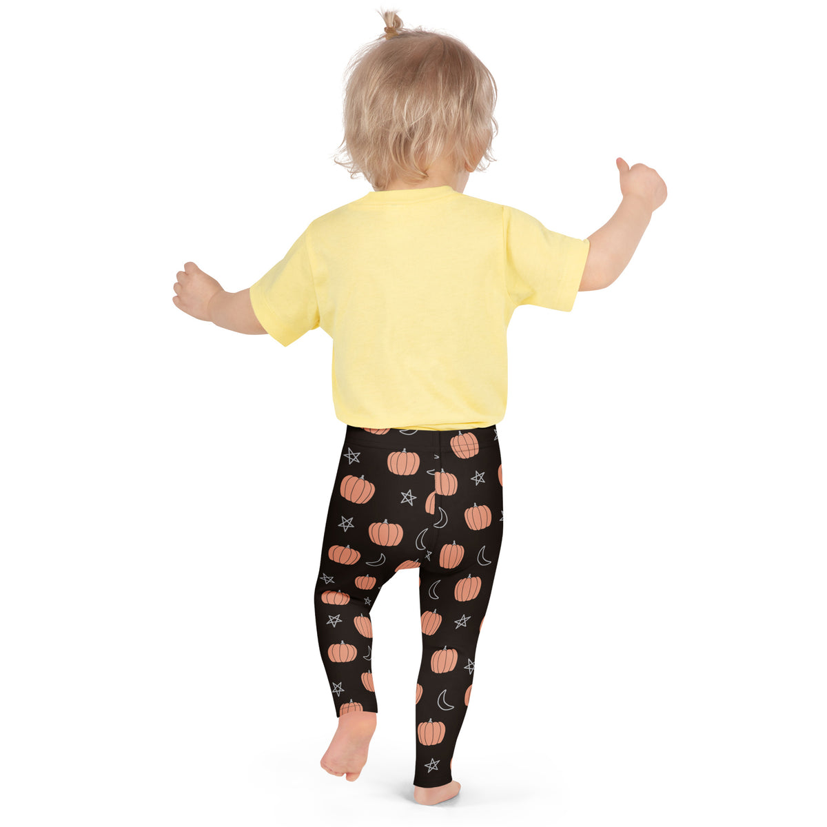 Girls Pumpkin Moon Star Leggings - Warm, Buttery Soft & Stretchy