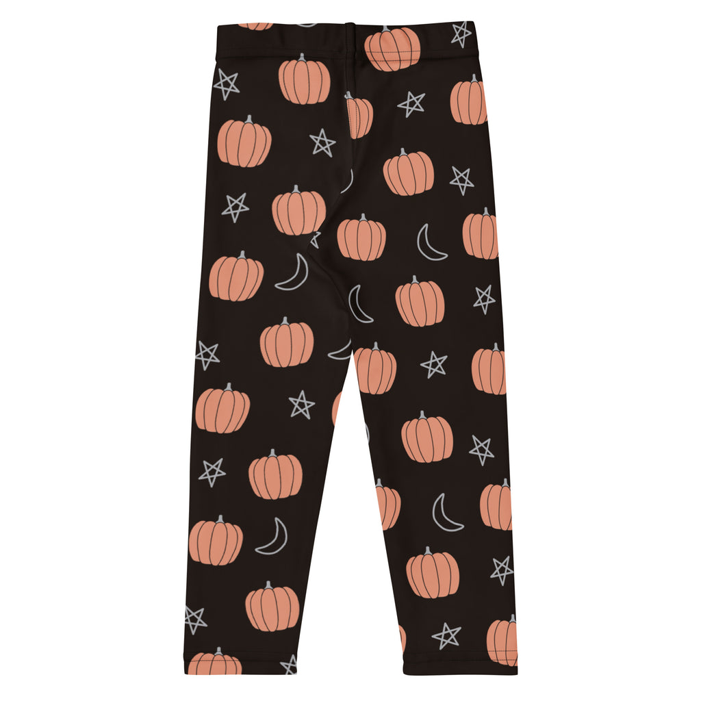 Girls Pumpkin Moon Star Leggings - Warm, Buttery Soft & Stretchy