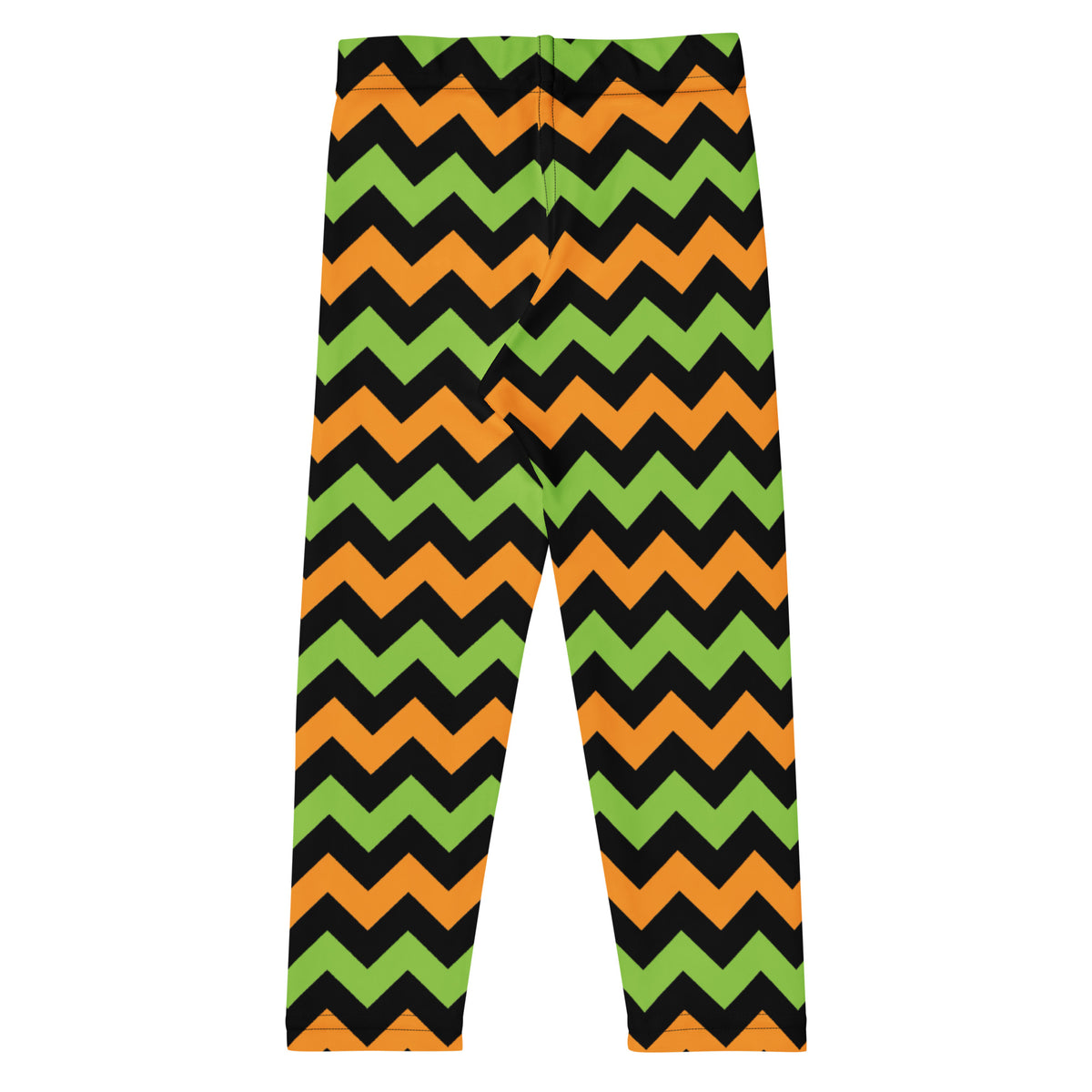 Girls Orange Green Black Halloween Chevron Leggings - Warm, Buttery Soft & Stretchy