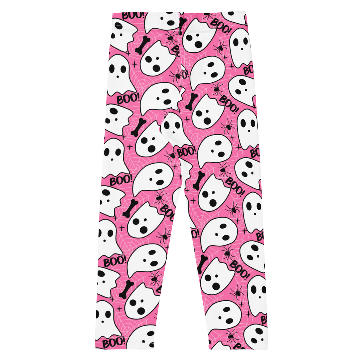 Girls Pink Ghost Halloween Themed Leggings - Warm, Buttery Soft & Stretchy