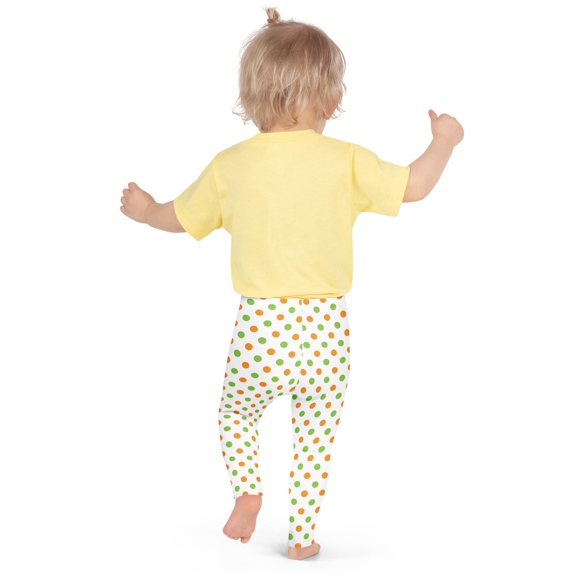 Girls Orange & Green Halloween Polka Dot Leggings - Warm, Buttery Soft & Stretchy
