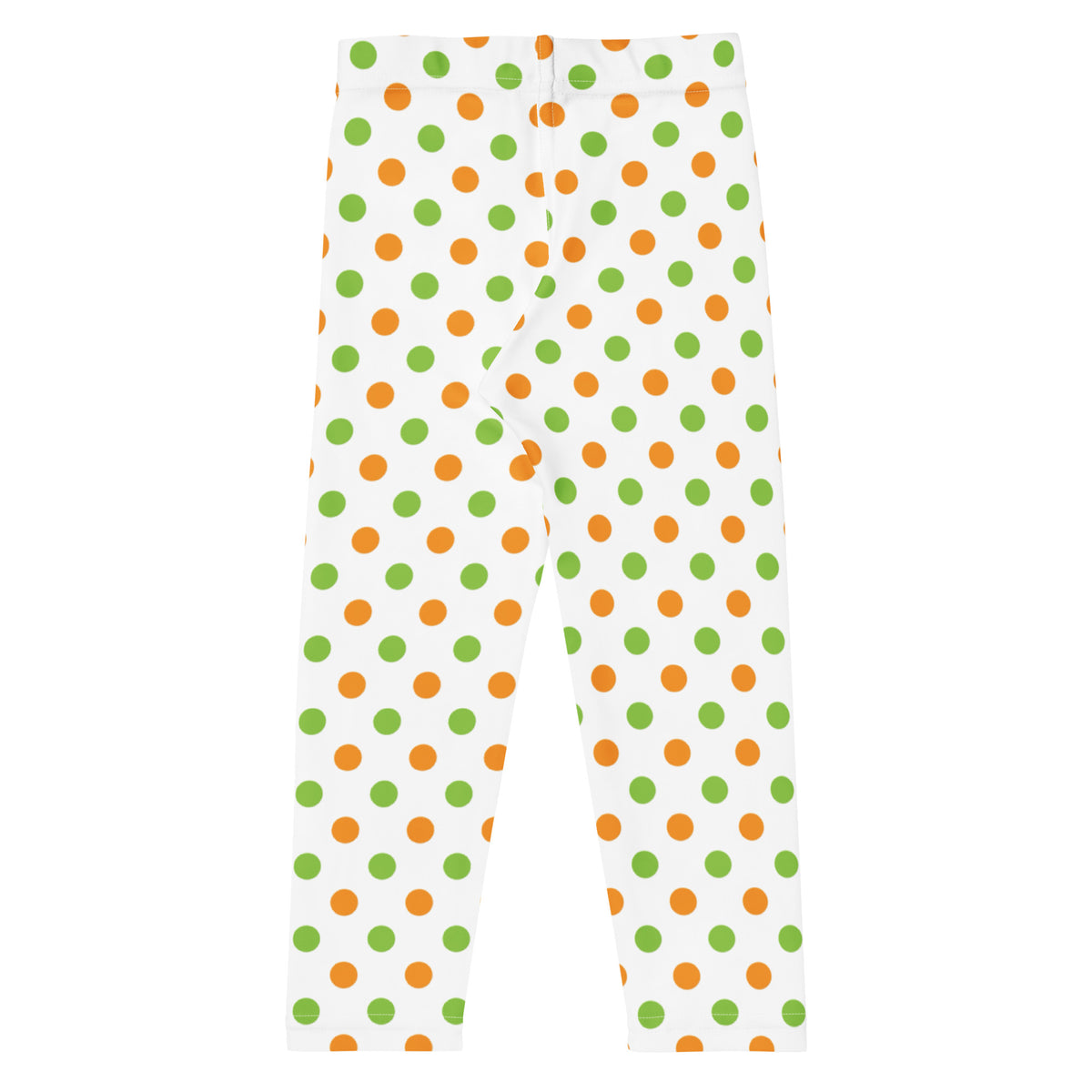 Girls Orange & Green Halloween Polka Dot Leggings - Warm, Buttery Soft & Stretchy