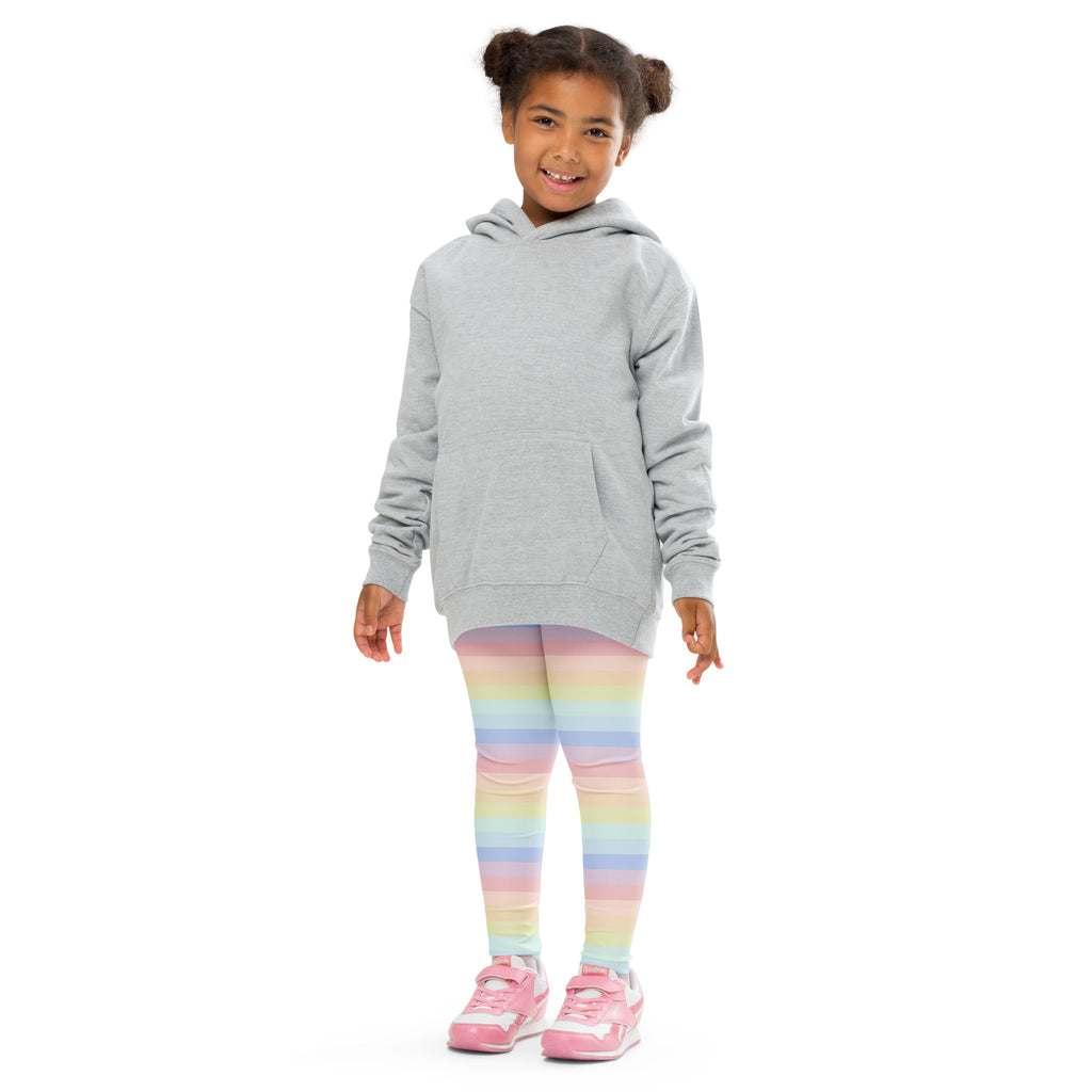 Girls Striped Rainbow Pastel Buttery Soft Leggings