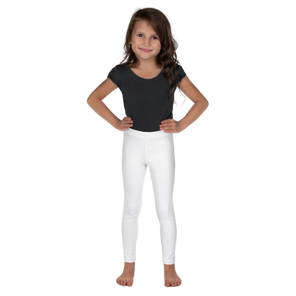 Kids buttery soft white leggings made of stretchy fabric for comfortable everyday wear