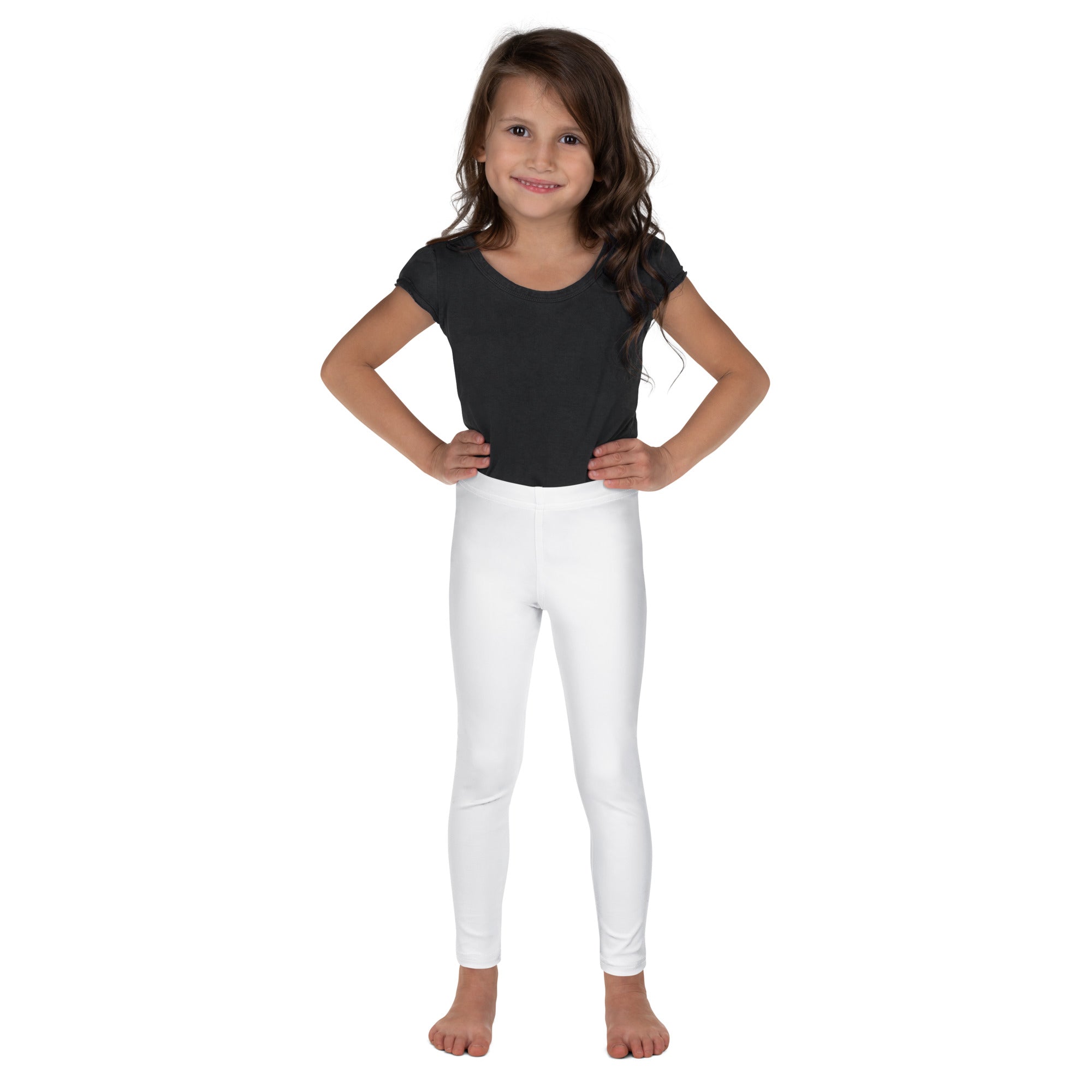 Kids buttery soft white leggings made of stretchy fabric for comfortable everyday wear