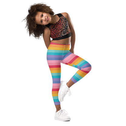 Girls Bright Rainbow Striped Buttery Soft Leggings