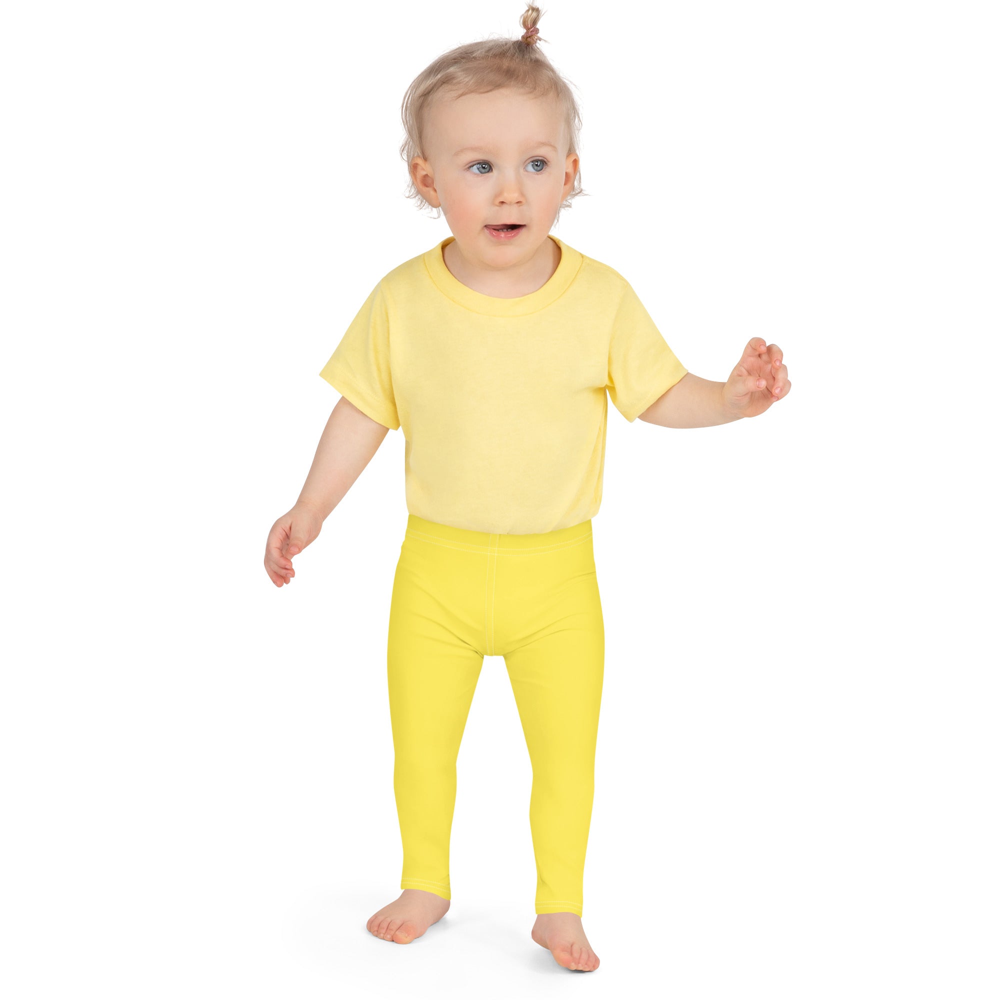 Kids buttery soft yellow leggings set with short-sleeved t-shirt made of soft fabric for comfortable wear