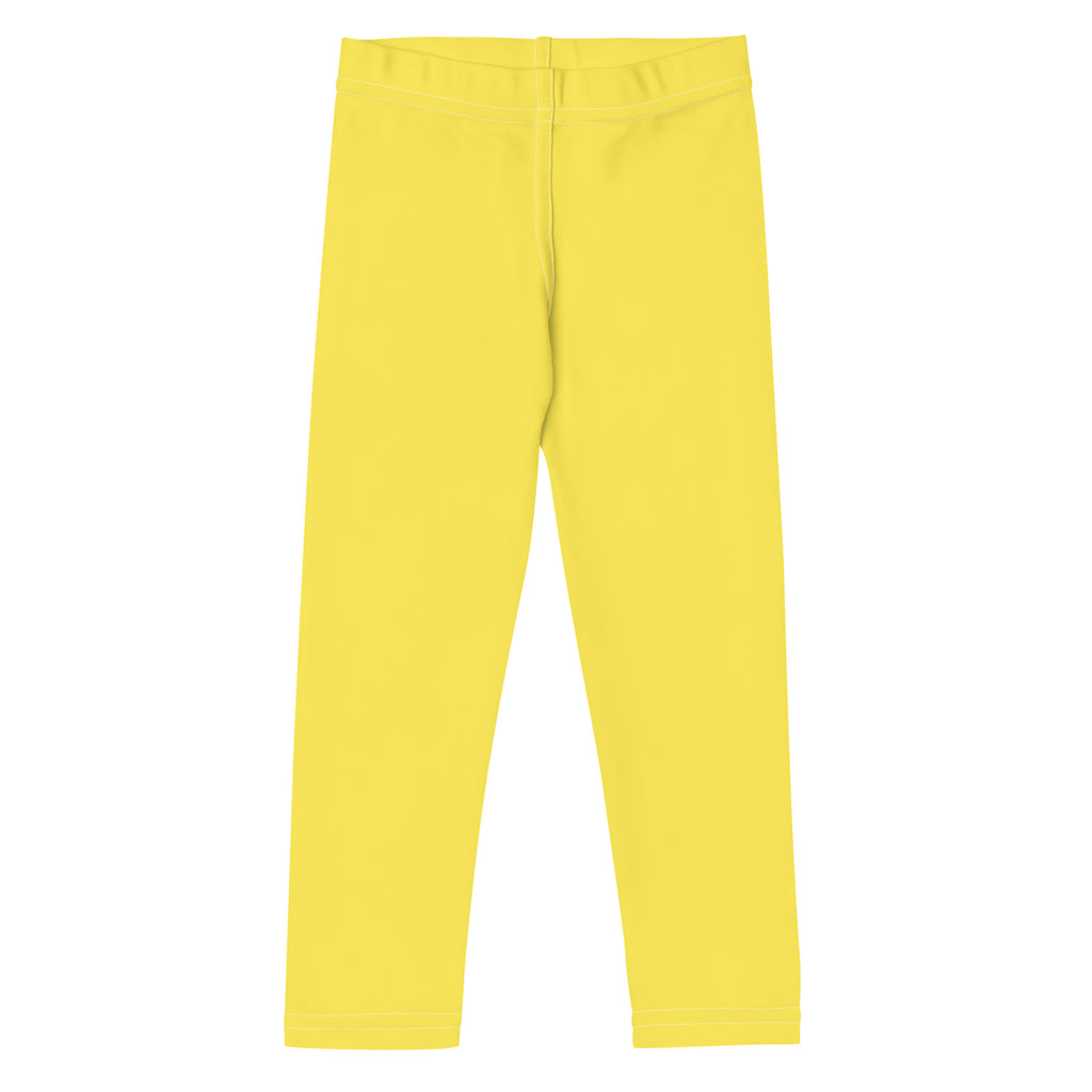 Kids buttery soft yellow leggings made of smooth stretchy fabric with elastic waistband for comfortable fit