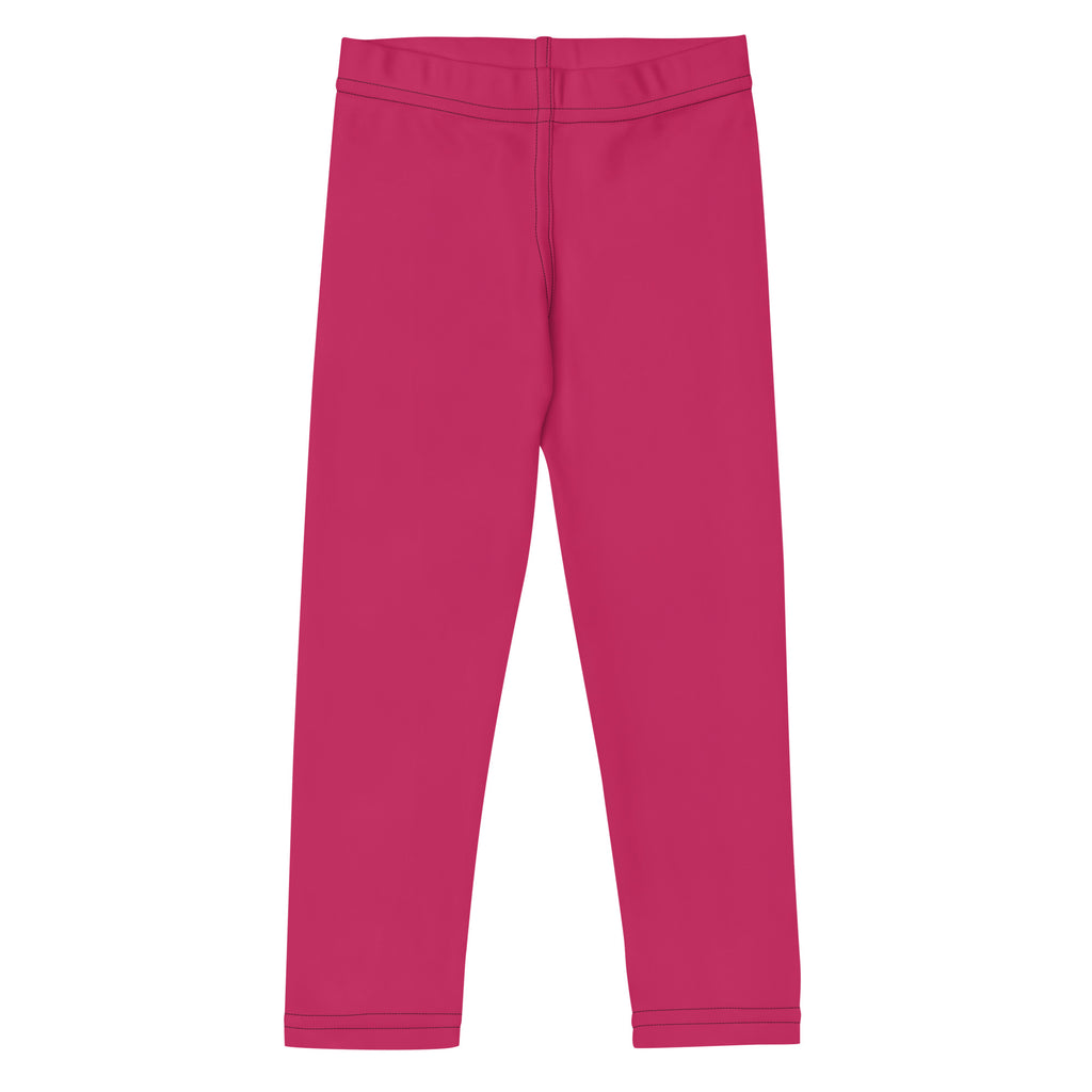 Girls buttery soft rose red leggings in bright fuchsia with smooth elastic fabric and simple waistband design