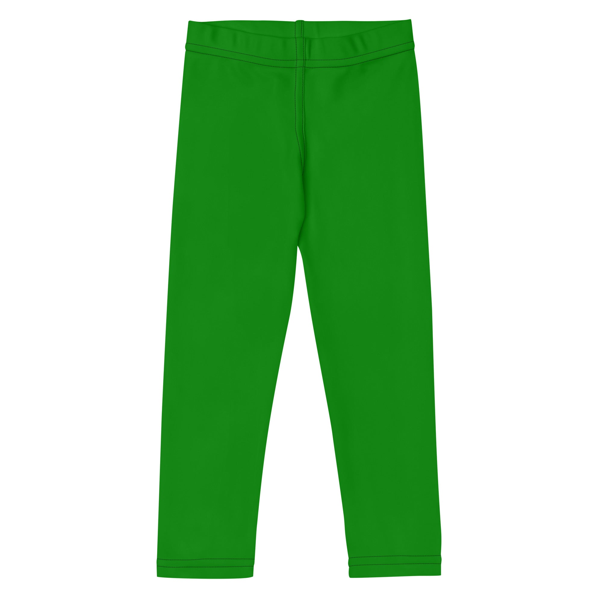 Bright green kids buttery soft leggings in smooth fabric with elastic waistband and form fitting design