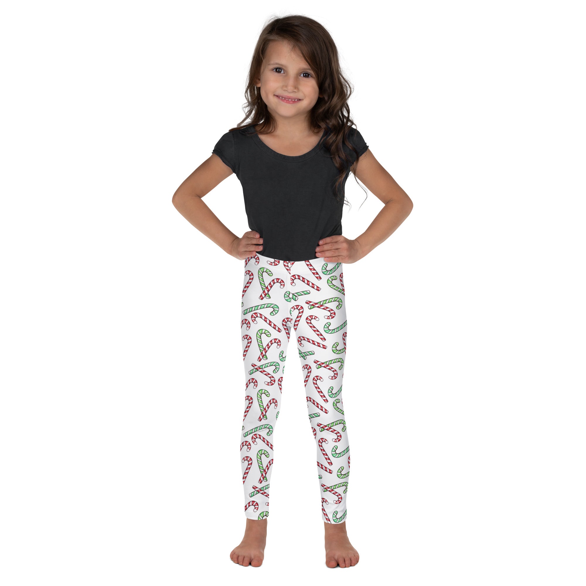 Kids Red & Green Candy Cane Buttery Soft Leggings