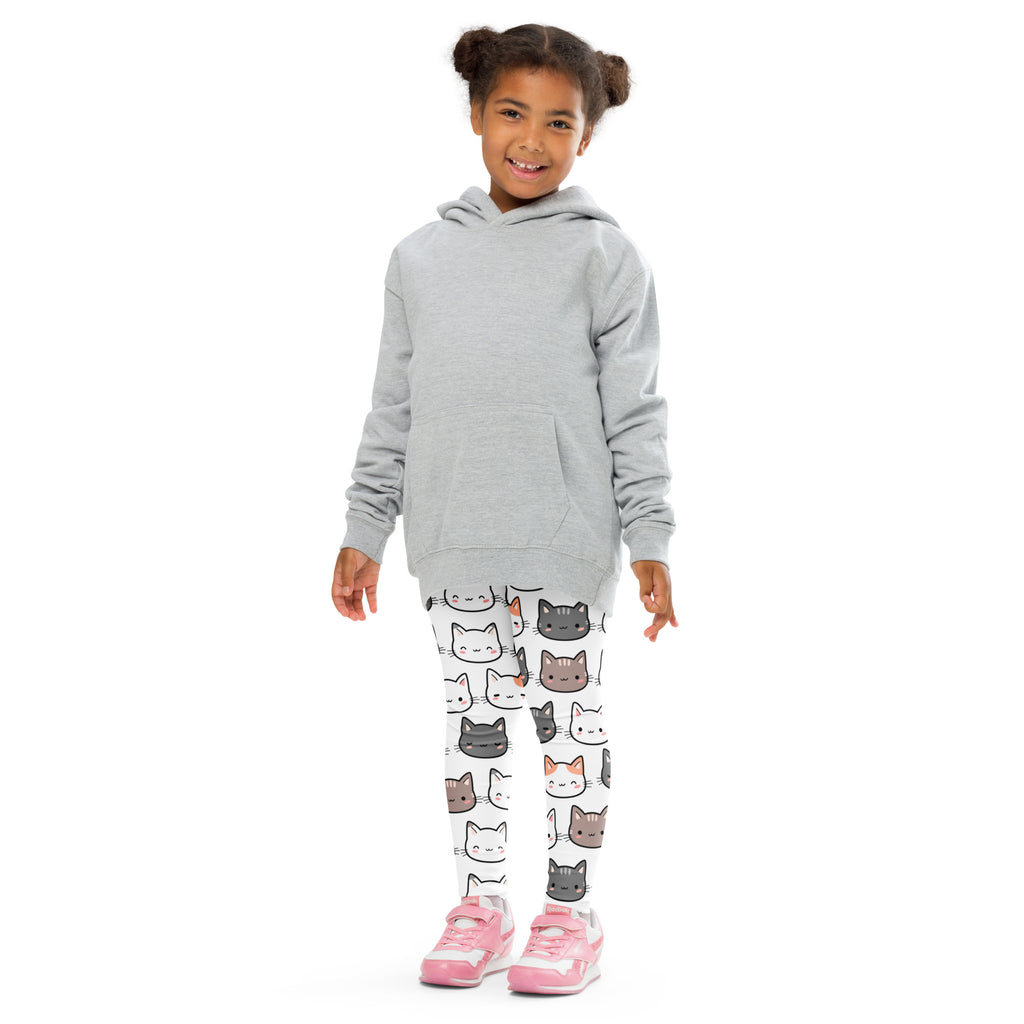 Gray hooded sweatshirt with front pocket and long sleeves made of soft cotton blend fabric for girls cat buttery soft leggings