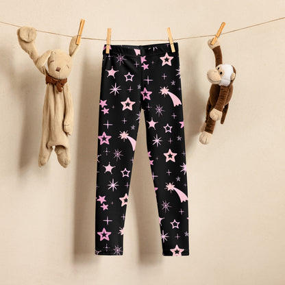 Girls Pink Shooting Stars Galaxy Leggings