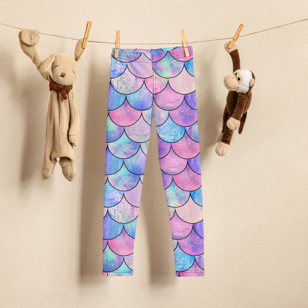 Girls Pastel Mermaid Scales Buttery Soft Leggings