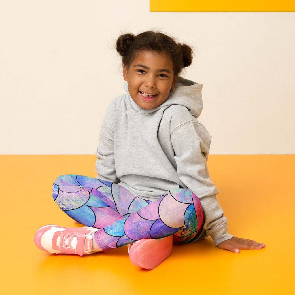 Girls Pastel Mermaid Scales Buttery Soft Leggings