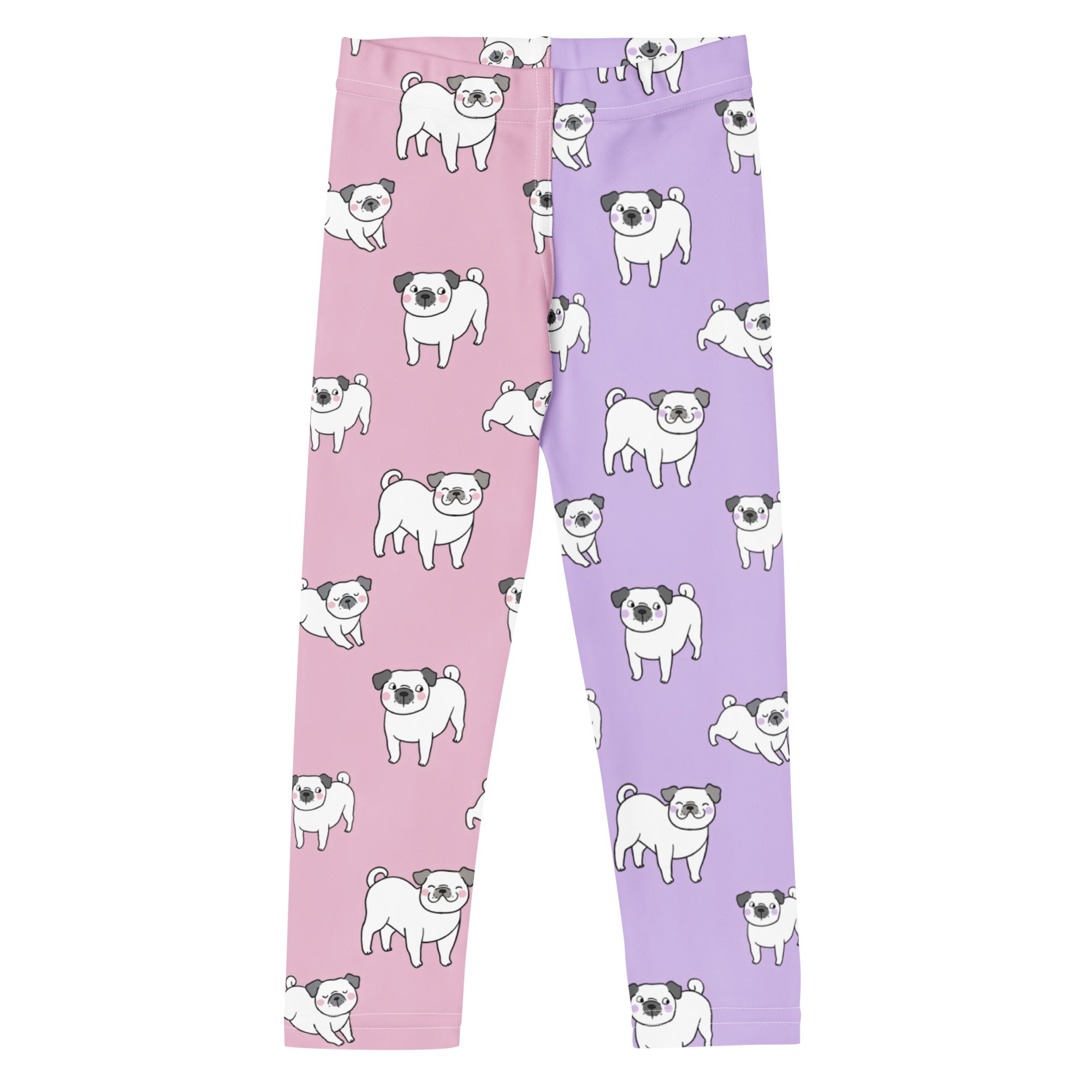 Girls Pink & Purple Pug Buttery Soft Leggings