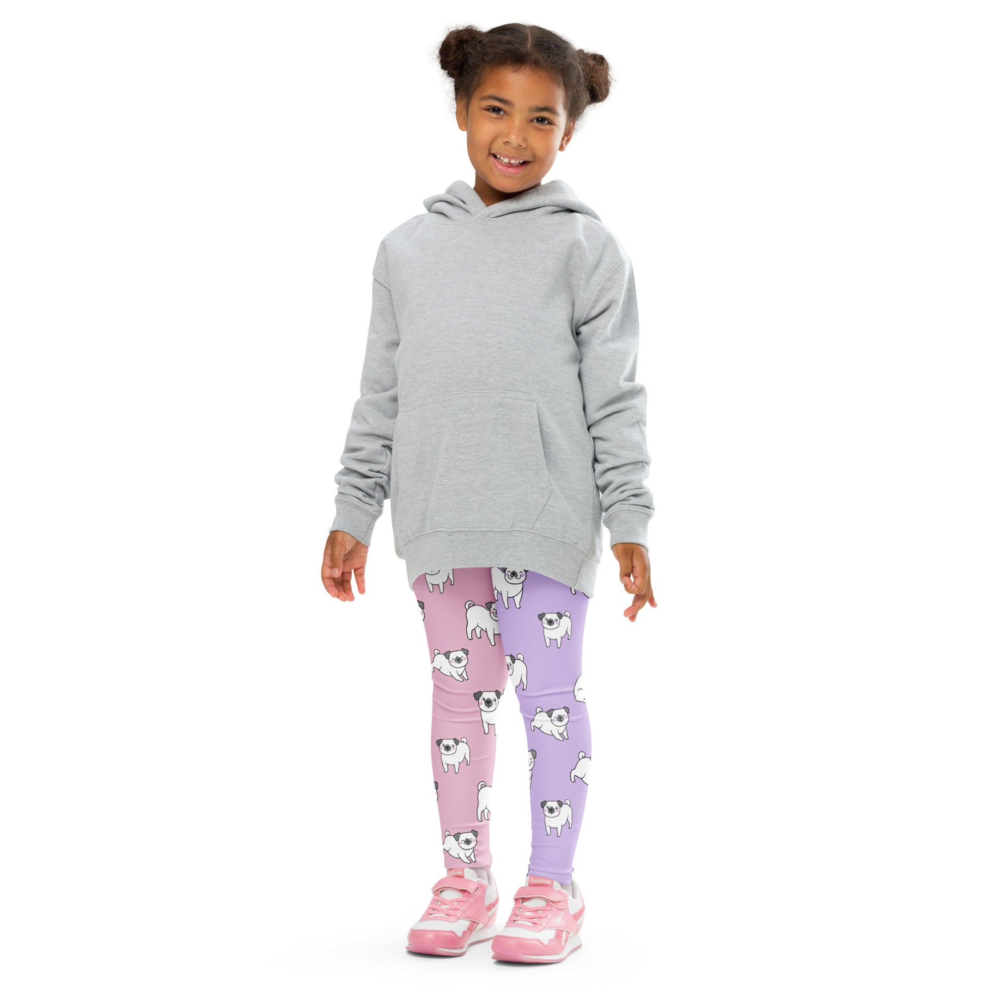 Girls Pink & Purple Pug Buttery Soft Leggings