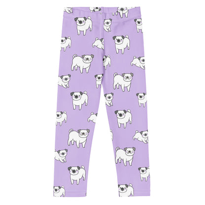 Girls Purple Pug Buttery Soft Leggings