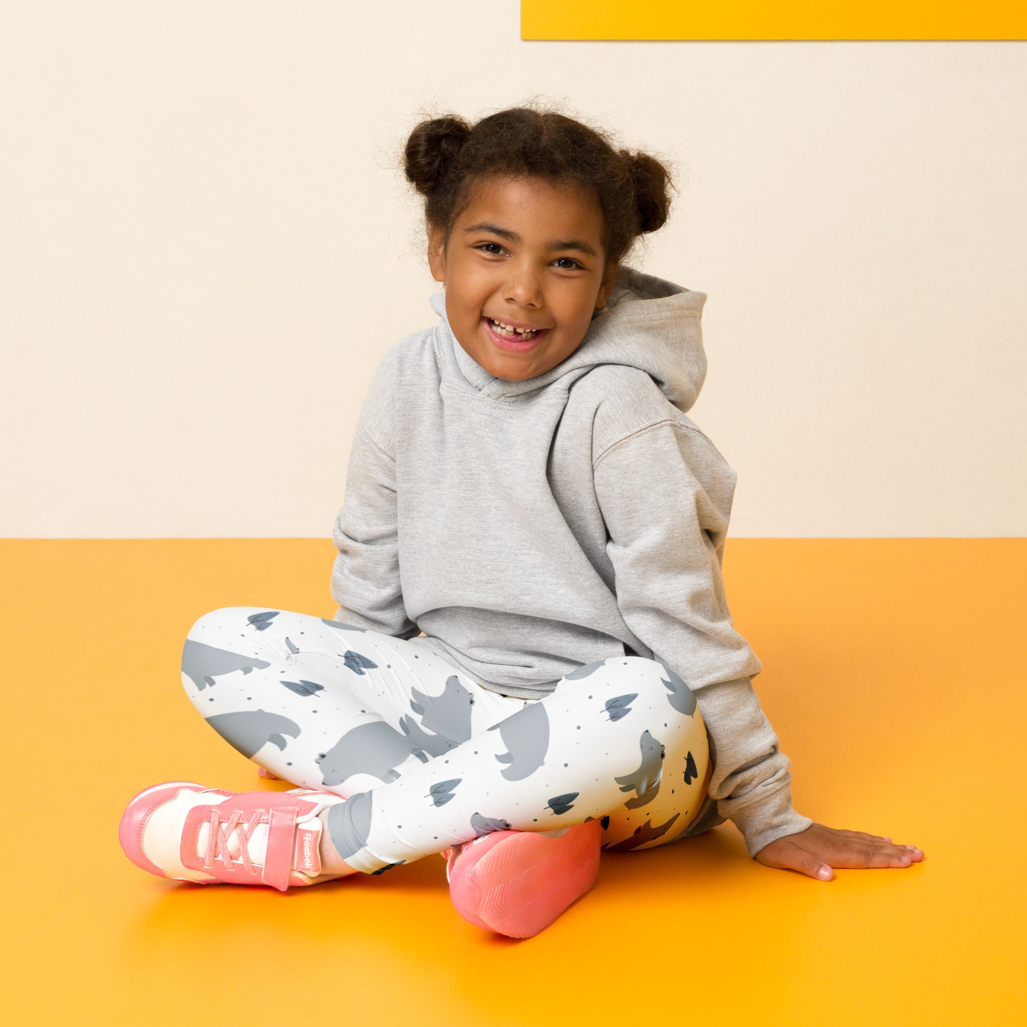Gray hoodie with a soft cozy texture and relaxed fit shown with girls polar bear buttery soft leggings
