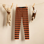 Kids Orange and Black Halloween Striped Buttery Soft Leggings