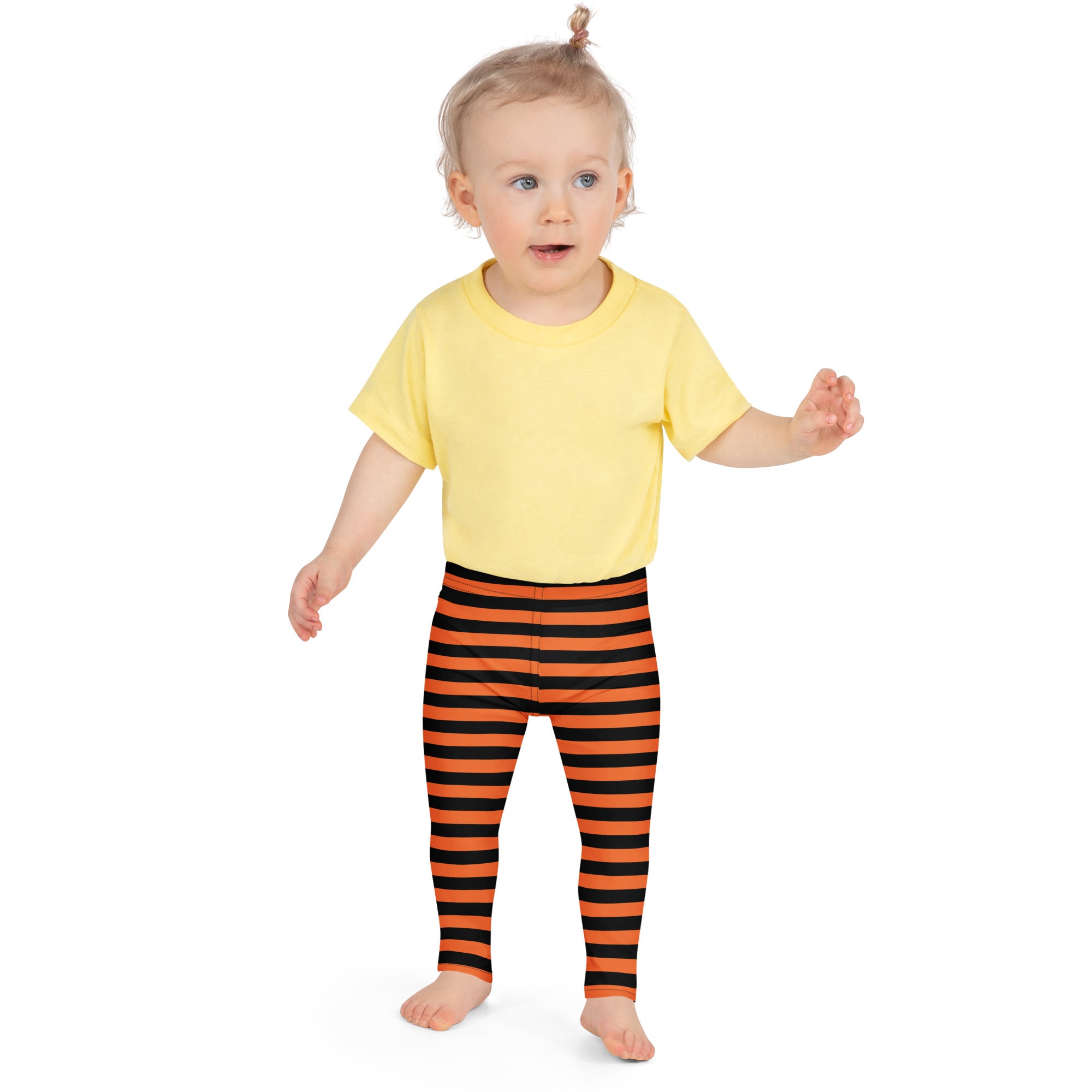 Kids Orange and Black Halloween Striped Buttery Soft Leggings