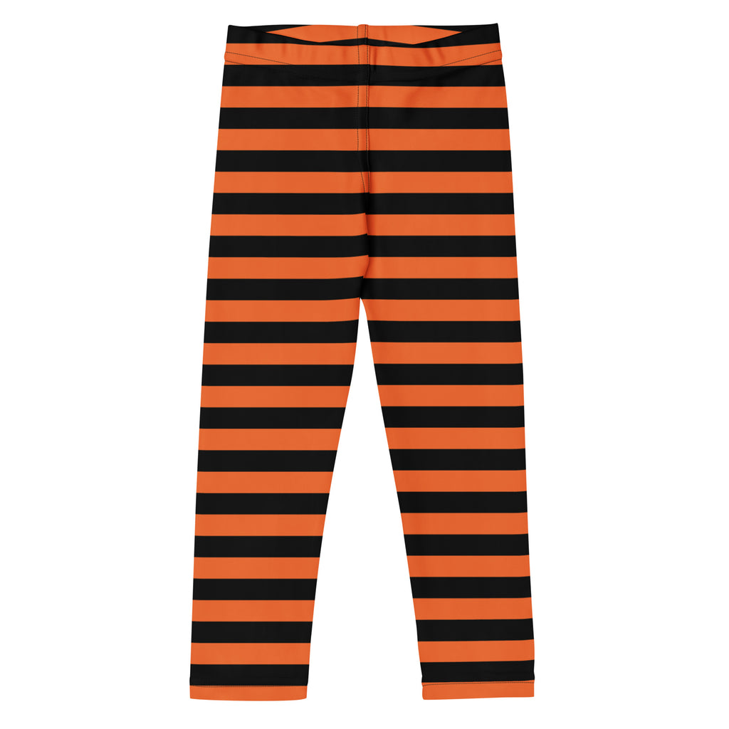 Kids Orange and Black Halloween Striped Buttery Soft Leggings