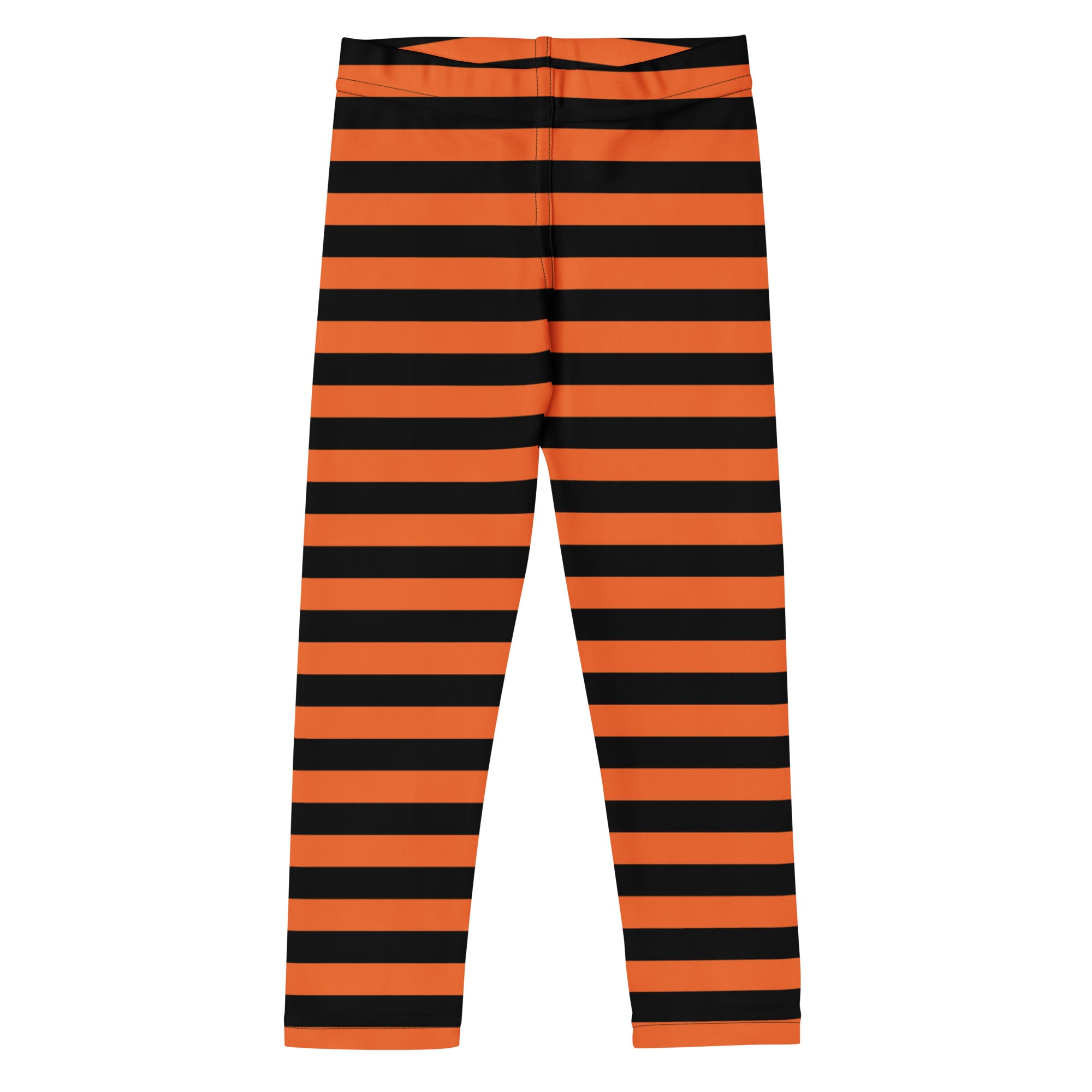 Kids Orange and Black Halloween Striped Buttery Soft Leggings