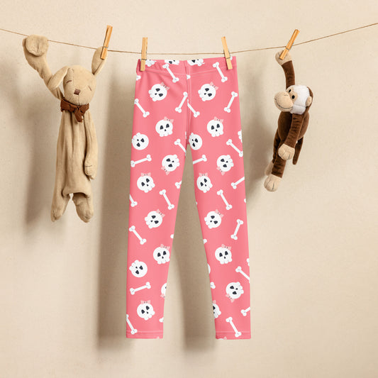 Girls Pink Skull Halloween Buttery Soft Leggings