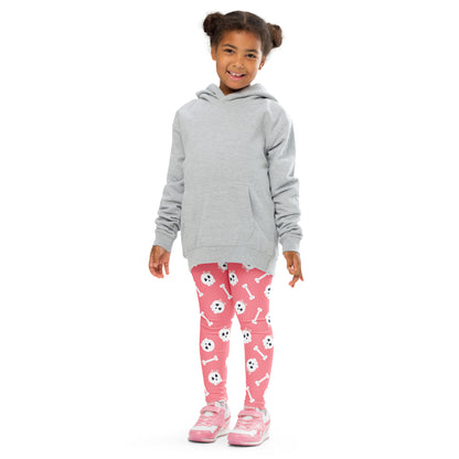 Girls Pink Skull Halloween Buttery Soft Leggings