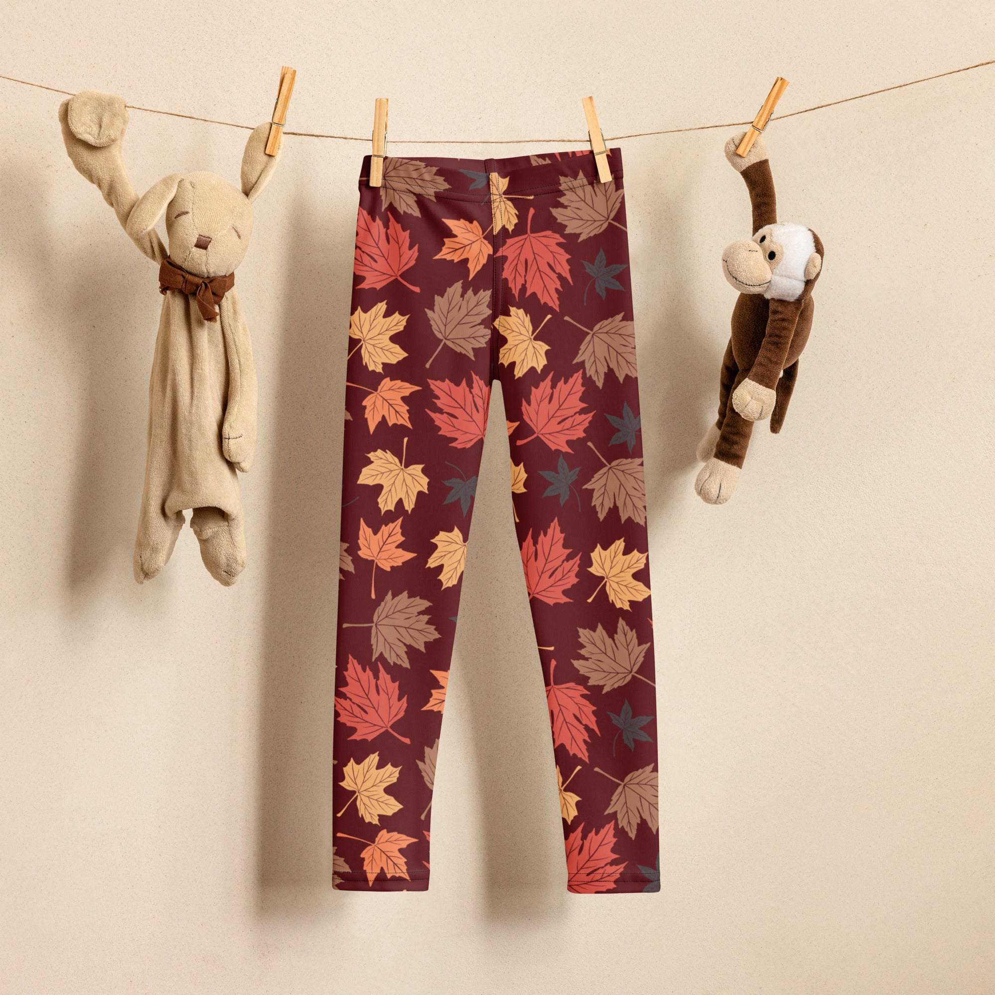 Kids Autumn Maple Leaves Buttery Soft Leggings