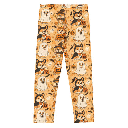Kids Corgi Dog Ghost Halloween Buttery Soft Leggings