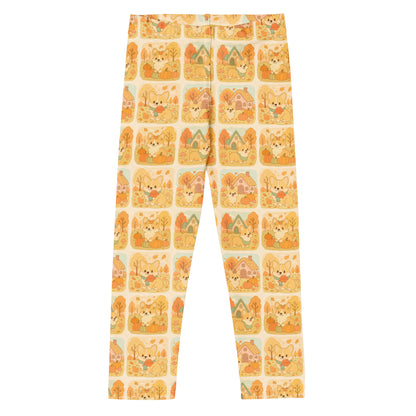 Kids Corgi Dog Pumpkin Autumn Buttery Soft Leggings