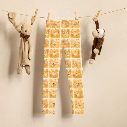 Kids Corgi Dog Pumpkin Autumn Buttery Soft Leggings