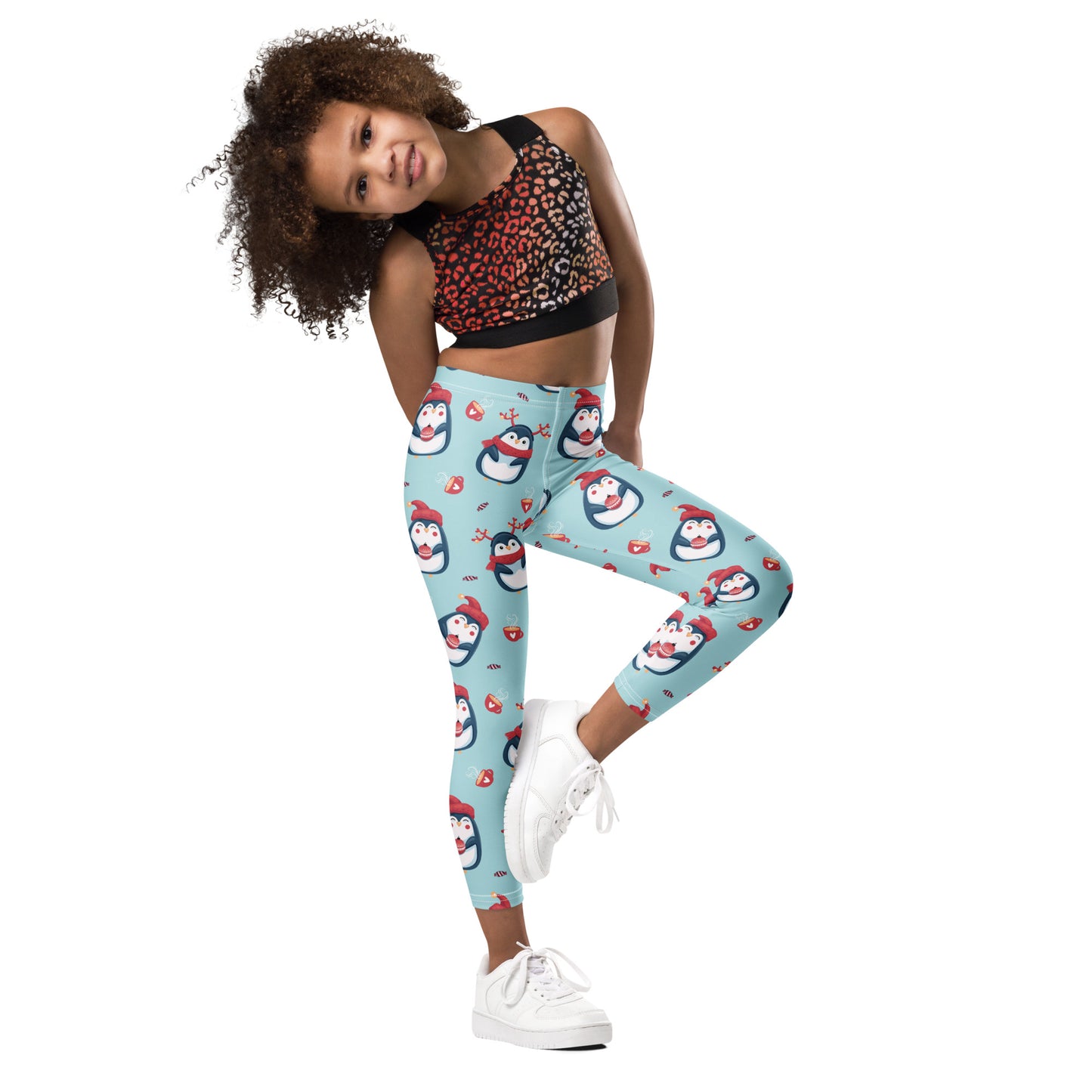 Girls Cute Penguin Christmas Buttery Soft Leggings