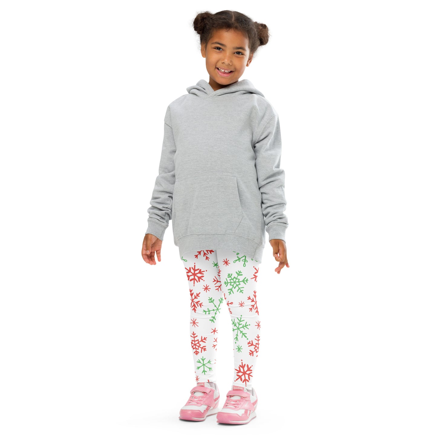 Kids Red and Green Snowflake Buttery Soft Leggings